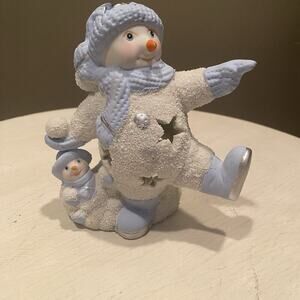 Vintage Encore Snowman‎ Throwing Snowball Tea Light Holder